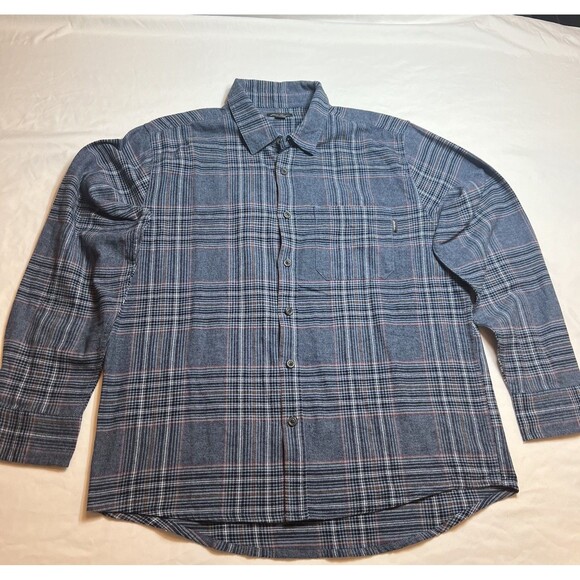 Eddie Bauer Men's Bristol Plaid Button Up Flannel Shirt XL Chambray Blue - Picture 1 of 6